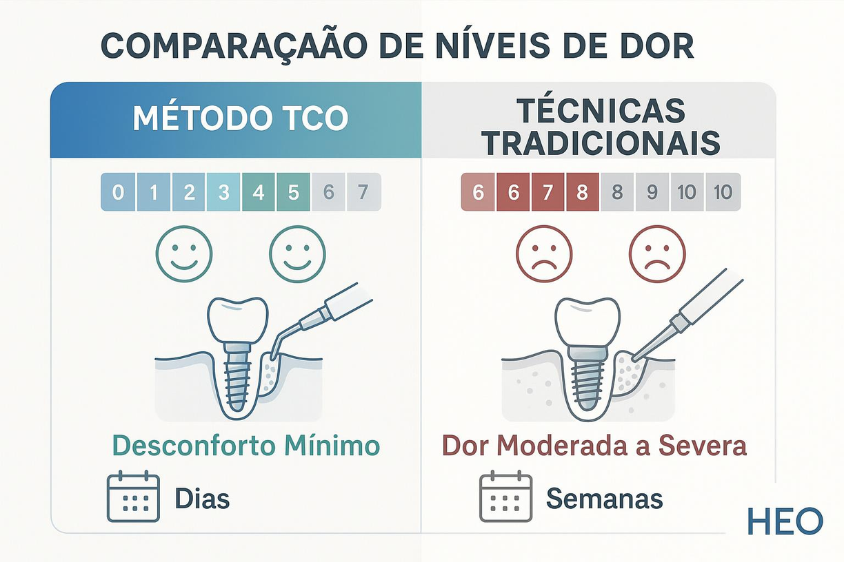 Escala comparativa de dor entre Método TCO e técnicas tradicionais de enxerto